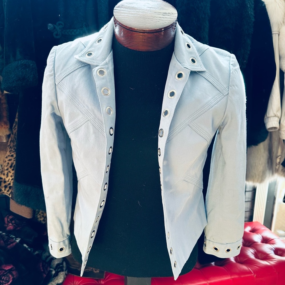 Linea Blu Denim Vintage 90s Jacket w/ Metal Rings